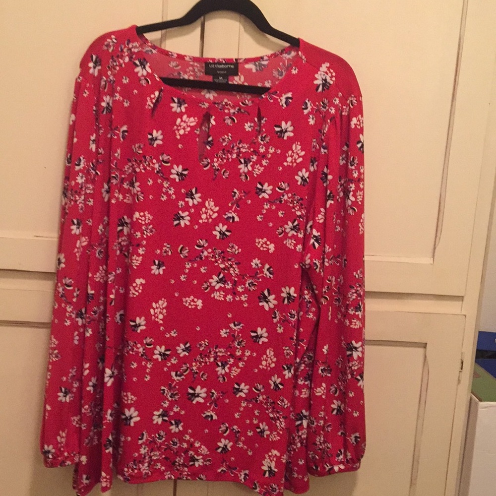 Liz Claiborne red print top